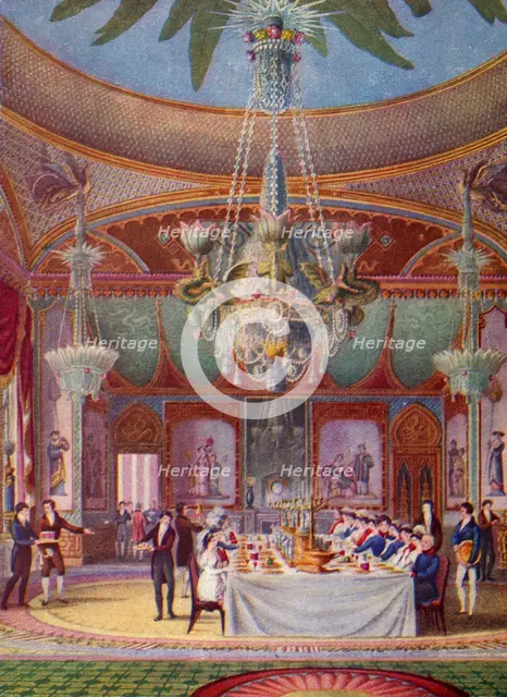 'A Banquet at the Royal Pavilion, Brighton', c1827, (1938). Artist: Joseph Nash.