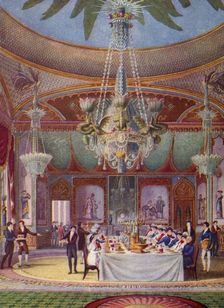 A Banquet at the Royal Pavilion, Brighton c1827, (1938). Artist: Joseph Nash
