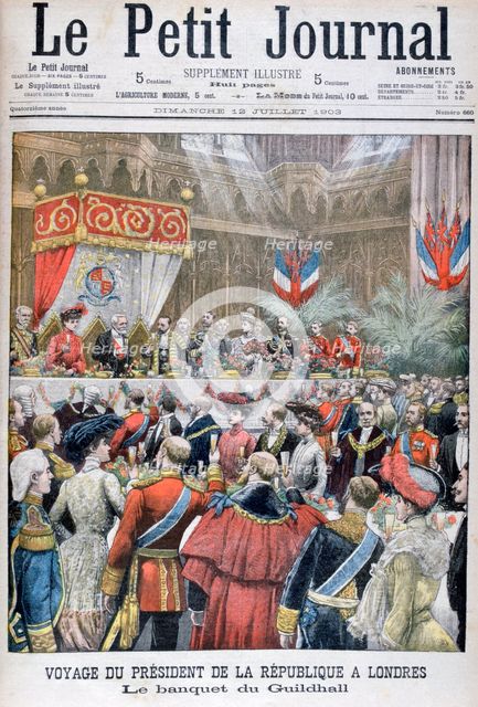 A banquet for the visiting French president, Guildhall, London, 1903. Artist: Unknown