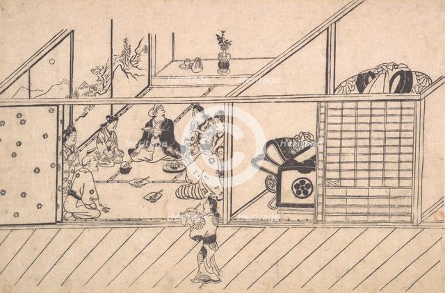 A Banquet in a Joroya, ca. 1680. Creator: Hishikawa Moronobu.