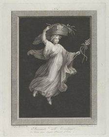 A bacchante carrying a large basket on her head and holding a staff in her le..., ca. 1795-ca. 1820. Creator: Antonio Ricciani