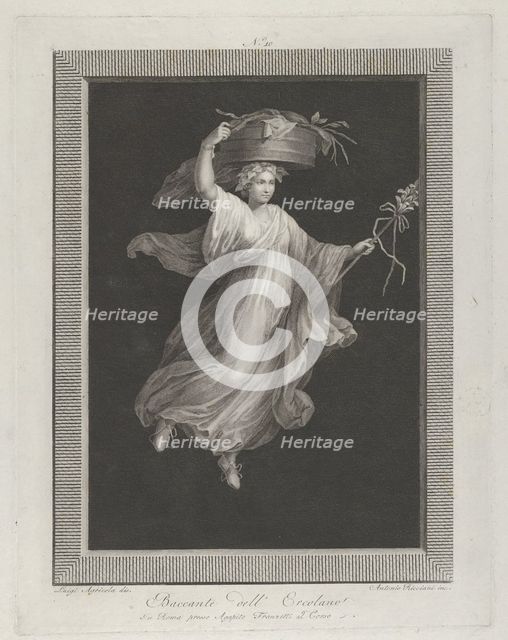 A bacchante carrying a large basket on her head and holding a staff in her le..., ca. 1795-ca. 1820. Creator: Antonio Ricciani.