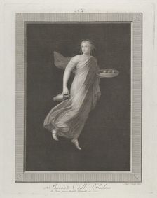 A bacchante holding a pitcher in her right hand and carrying in her left hand an oval..., 1795-1820. Creator: Aloysio Cunego