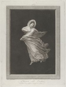 A bacchante wearing flowing drapery, looking down, right arm bent and left arm ..., ca. 1795-1847. Creator: Antonio Ricciani