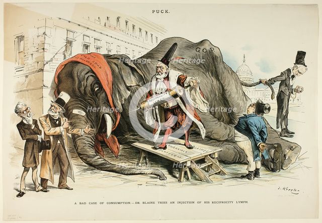 A Bad Case of Consumption, from Puck, 1890. Creator: Joseph Keppler.