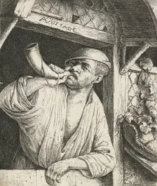 A baker blowing his horn, c.1648. Creator: Adriaen van Ostade