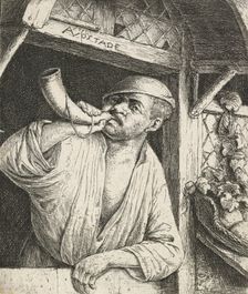 A baker blowing his horn, c.1648. Creator: Adriaen van Ostade