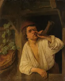 A Baker Sounding his Horn, c.1648. Creator: Adriaen van Ostade