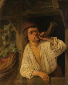 A Baker Sounding his Horn, c.1648. Creator: Adriaen van Ostade