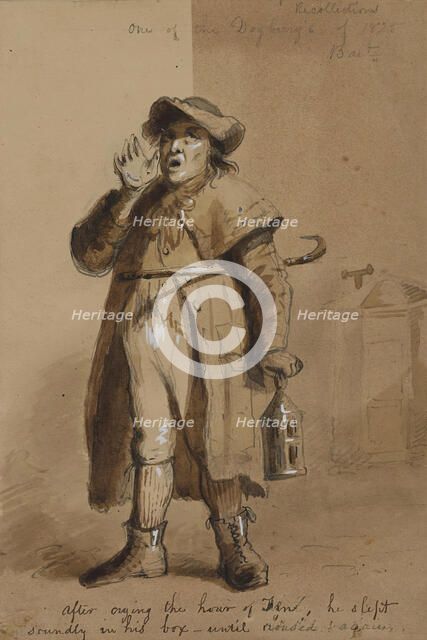 A Baltimore Watchman, 19th century. Creator: Alfred Jacob Miller.