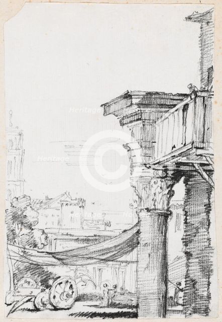 A Balcony in the Roman Forum, 1744/1750. Creator: Joseph-Marie Vien the Elder.