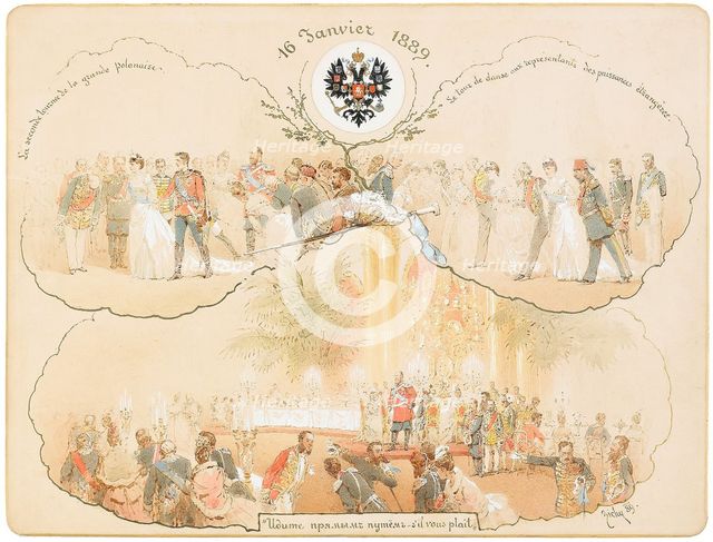 A Ball in the Heraldic Hall in the Winter Palace, 1889. Artist: Zichy, Mihály (1827-1906)