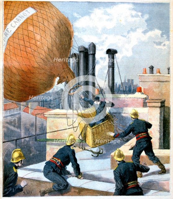 A balloon on a roof, 1894. Artist: Unknown