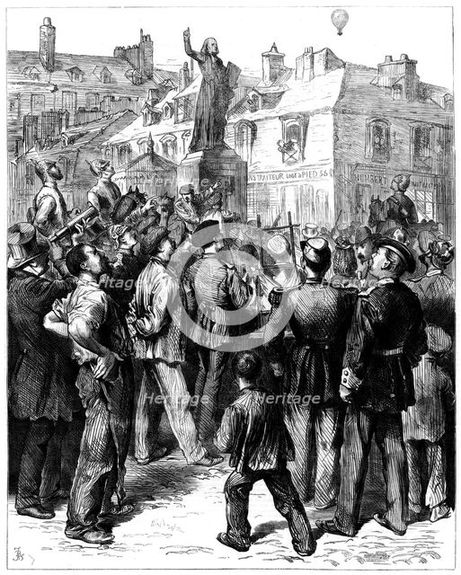 A balloon from Paris passing over Versailles, Franco-Prussian War, 1870 (1871). Artist: Unknown