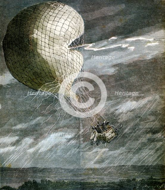 A Balloon struck by lightning near Chicago, Illinois, USA, 1891. Artist: Unknown