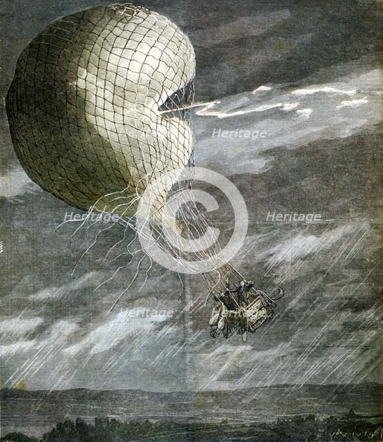 A Balloon struck by lightning near Chicago, Illinois, USA, 1891. Artist: Unknown
