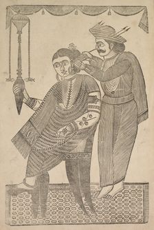 A Barber Cleaning the Ear of a Courtesan, 1800s. Creator: Shri Gobinda Chandra Roy
