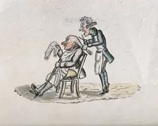 A barber cutting a man's hair. Creator: Unknown