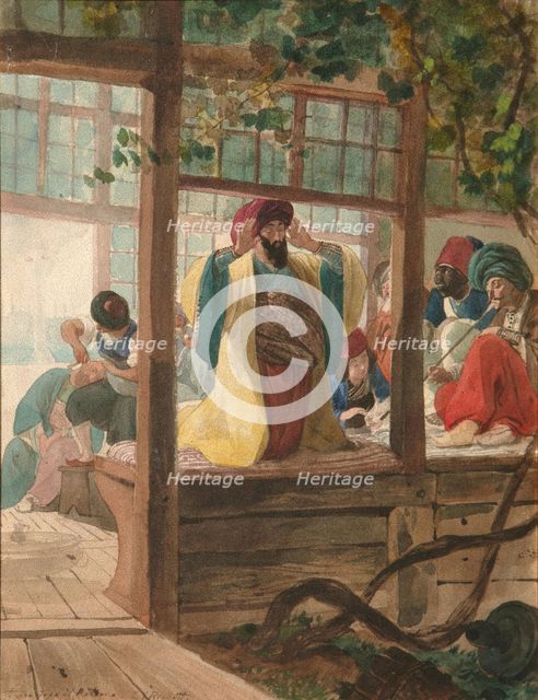 A Barber Shop, ca. 1849. Artist: Briullov, Karl Pavlovich (1799-1852)
