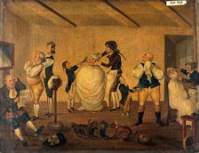 A barber's shop, 1784. Creator: Bunbury, Henry William, 1750-1811 (After)