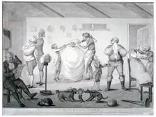 A barber's shop 1784. Artist: Anon
