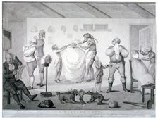 A barber's shop 1784. Artist: Anon