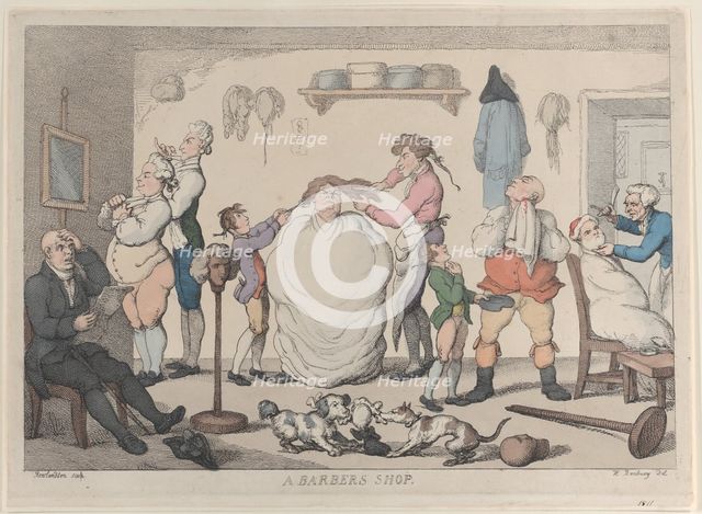 A Barber's Shop, 1811., 1811. Creator: Thomas Rowlandson.