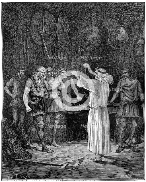 A bard reciting the noble traditions of the family, 1882-1884. Artist: Unknown