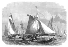 A Barking carrier collecting fish from the trawl fleet on the Doggerbank, 1864. Creator: Smyth