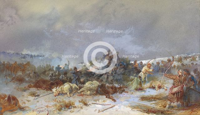 A Battle, 19th century. Creator: Nikolay Nikolaevich Karazin.