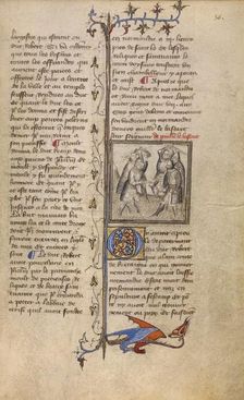 A Battle between Wankelin de Ferreres and Hugo de Montfort; Chronique de Normandie, about 1400-1415. Creator: Unknown