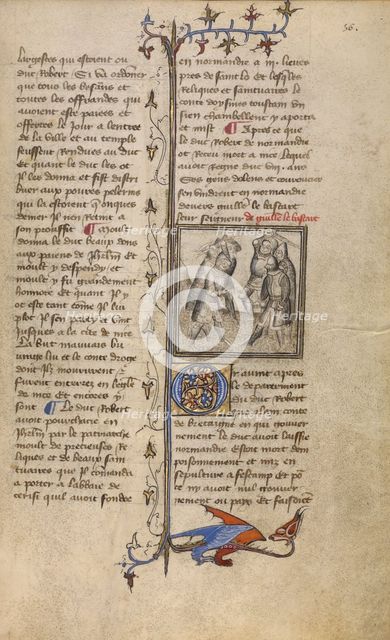 A Battle between Wankelin de Ferreres and Hugo de Montfort; Chronique de Normandie, about 1400-1415. Creator: Unknown.