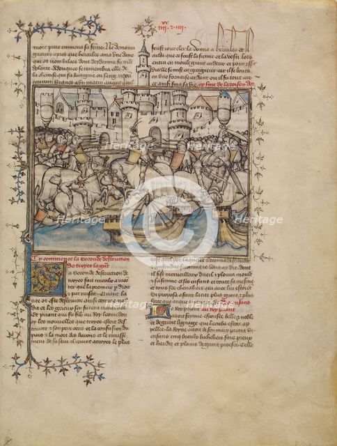 A Battle from the Trojan War; Histoire ancienne jusqu'à César, about 1390-1400. Creator: First Master of the Bible historiale of Jean de Berry.
