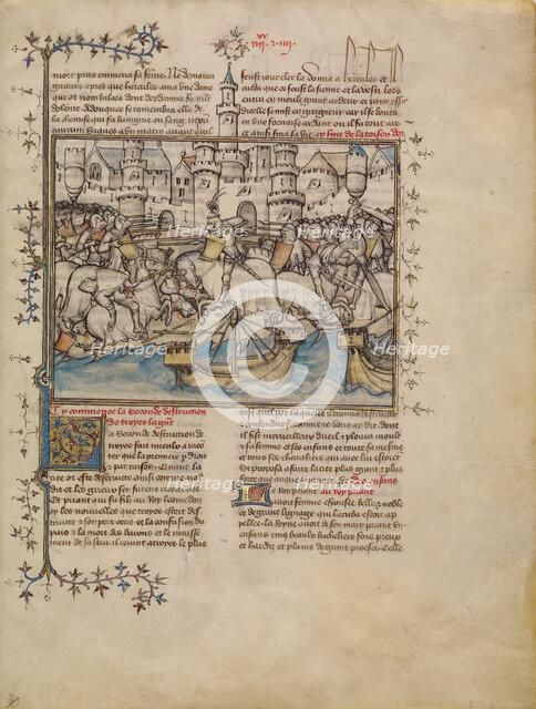 A Battle from the Trojan War; Histoire ancienne jusqu'à César, about 1390-1400. Creator: First Master of the Bible historiale of Jean de Berry.