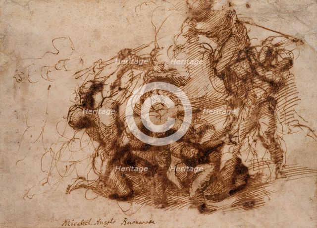 A Battle Scene, early 16th century.  Artist: Michelangelo Buonarroti.