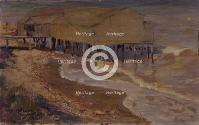 A bath house at the beach. Artist: Kuznetsov, Nikolai Dmitrievich (1850-1929)