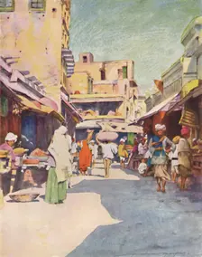 A Bazaar at Amritsar 1905. Artist: Mortimer Luddington Menpes