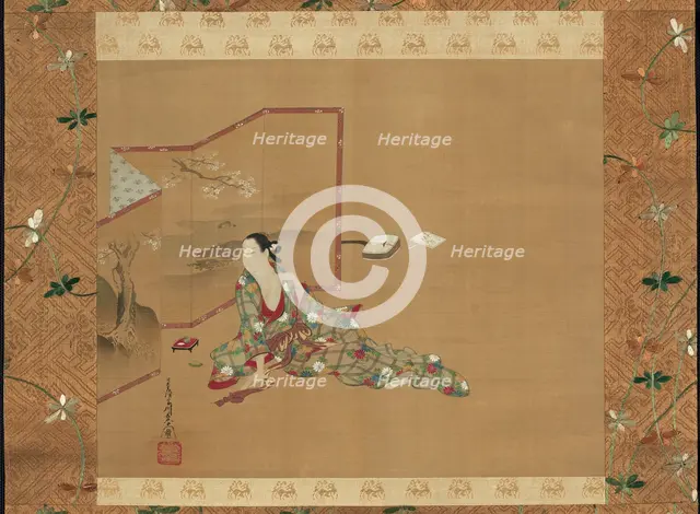 A Beauty Behind a Screen, Japan, About 1750. Creator: Miyagawa Choshun.
