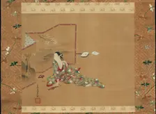 A Beauty Behind a Screen, Japan, About 1750. Creator: Miyagawa Choshun