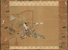 A Beauty Behind a Screen, Japan, About 1750. Creator: Miyagawa Choshun