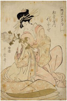 A Beauty of the Matsuba, from the series "Courtesans of the Five Festivals (Yukun gosekku)", ca 1805 Creator: Utamaro, Kitagawa (1753-1806)
