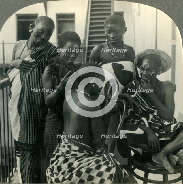 'A Beauty Parlor on  Zanzibar, Africa - Swahili women take care of their hair', c1930s. Creator: Unknown.
