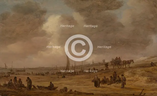 A Beach with Fishing Boats, probably 1653. Creator: Jan van Goyen.