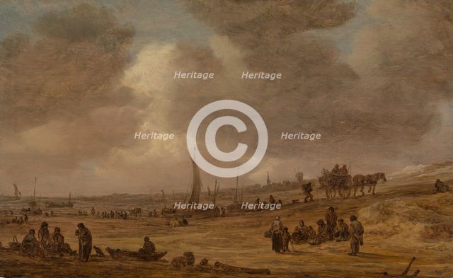 A Beach with Fishing Boats, probably 1653. Creator: Jan van Goyen.