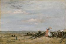 A Beach Scene at Trouville, 1860s. Artist: Eugene Louis Boudin