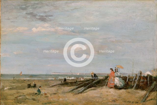 A Beach Scene at Trouville, 1860s. Artist: Eugene Louis Boudin.