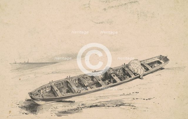 A Beached Longboat, 19th century. Creator: Unknown.