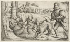 A Bear Hunt, 1569. Creator: Augustin Hirschvogel (German, 1503-1553)