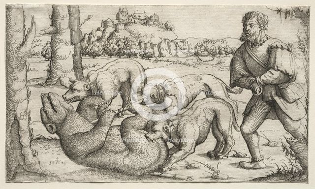 A Bear Hunt, 1569. Creator: Augustin Hirschvogel (German, 1503-1553).