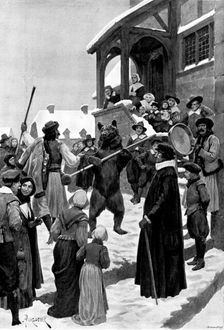 A Bear Show in Olden Times, 1895. Creator: Andre & Sleigh